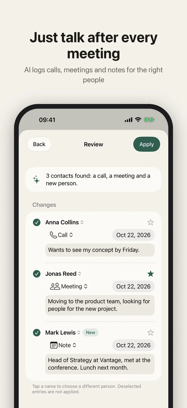 Just talk after every meeting